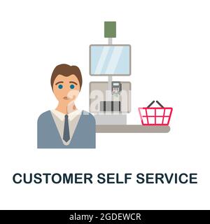 Customer Self Service flat icon. Colored sign from customer management collection. Creative Customer Self Service icon illustration for web design Stock Vector