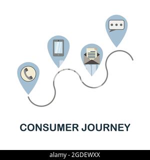 Consumer Journey flat icon. Colored sign from customer management collection. Creative Consumer Journey icon illustration for web design, infographics Stock Vector