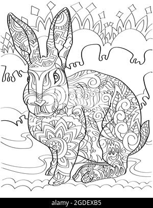 Standing Rabbit Isolated Coloring Page for Kids Stock Vector Image ...