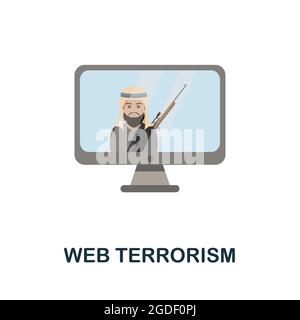 Web Terrorism flat icon. Colored sign from dark web collection. Creative Web Terrorism icon illustration for web design, infographics and more Stock Vector