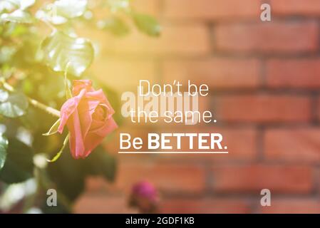 Motivational and Inspirational Quotes - Don't be the same, be better. Stock Photo