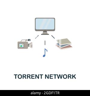 Torrent Network flat icon. Colored sign from dark web collection. Creative Torrent Network icon illustration for web design, infographics and more Stock Vector
