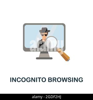 Incognito Browsing flat icon. Colored sign from dark web collection. Creative Incognito Browsing icon illustration for web design, infographics and Stock Vector