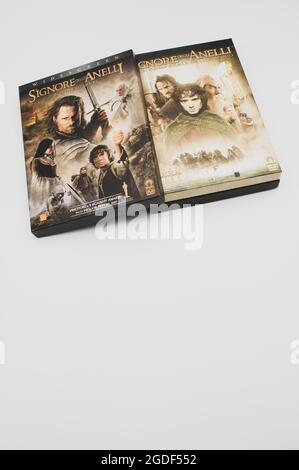 Lord of the rings motion pictures DVD isolated on a blank background Stock Photo