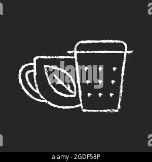 Metal tea infuser, strainer chalk white icon on dark background Stock Vector