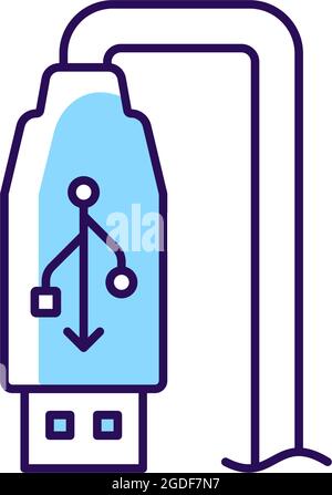 USB output RGB color manual label icon Stock Vector