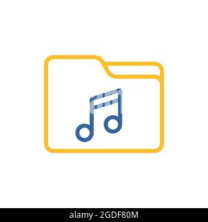 File folder with music note vector icon. Music sign. Graph symbol for music and sound web site and apps design, logo, app, UI Stock Vector