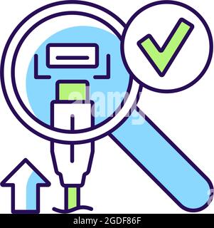 Check if connector and port match RGB color manual label icon Stock Vector
