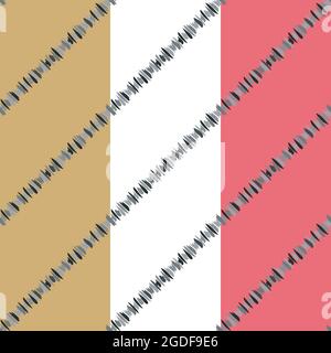 Ink brush spots line. Diagonal striped geometric seamless pattern, gray shades color palette. Pink, white, beige easy editable color background Stock Vector