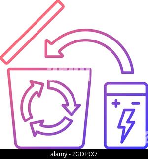 Battery recycling gradient linear vector manual label icon Stock Vector