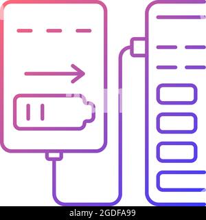 Recharge from computer USB port gradient linear vector manual label icon Stock Vector