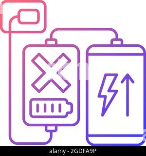 Charging, discharging powerbank gradient linear vector manual label icon Stock Vector