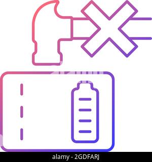Dont crush powerbank gradient linear vector manual label icon Stock Vector