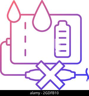 Unplug power bank if wet gradient linear vector manual label icon Stock Vector