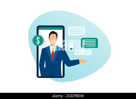 Vector of a professional financial advisor a businessman giving online consultation Stock Vector