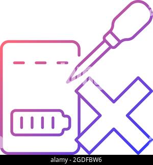 Dont puncture powerbank gradient linear vector manual label icon Stock Vector