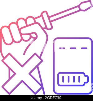 Dont repair power bank by yourself gradient linear vector manual label icon Stock Vector