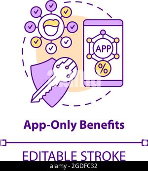 App-only benefits concept icon Stock Vector