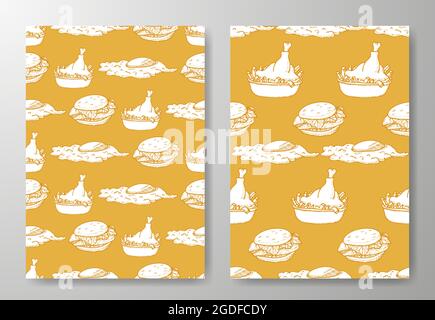 Tiled food patterned background. Stock Vector
