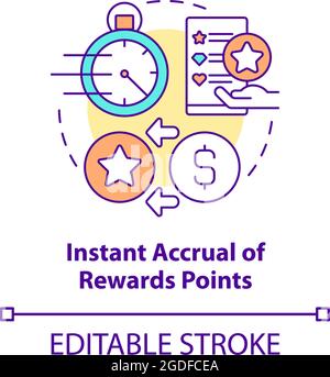 Instant accrual of rewards points concept icon Stock Vector