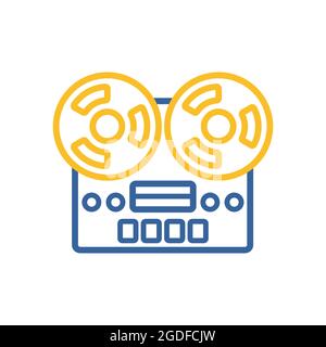 Nostalgic vintage bobbin tape player recorder device vector icon. Graph symbol for music and sound web site and apps design, logo, app, UI Stock Vector