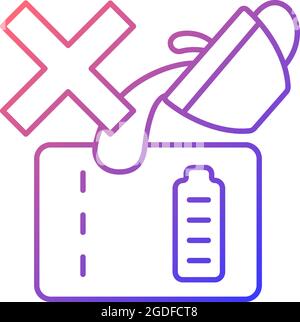 Dont spill on powerbank gradient linear vector manual label icon Stock Vector