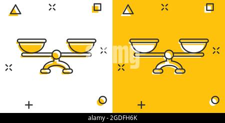 Vector cartoon scale weigher icon in comic style. Weigher sign illustration pictogram. Balance business splash effect concept. Stock Vector