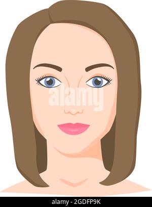 Portrait of an attractive young girl. Vector illustration in flat