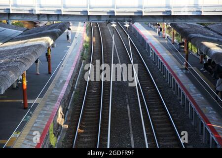 KYOTO - June 2 :railway station with people and town . JAPAN June 2 , 2016 Stock Photo