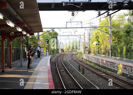 KYOTO - June 2 :railway station with people and town . JAPAN June 2 , 2016 Stock Photo