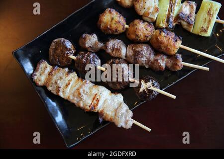 Mix Yakitori Pork And Chicken Japanese Food Stock Photo Alamy