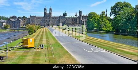 Stonyhurst College coeducational Roman Catholic education independent private day & boarding school one lake being pumped out Clitheroe Lancashire Stock Photo