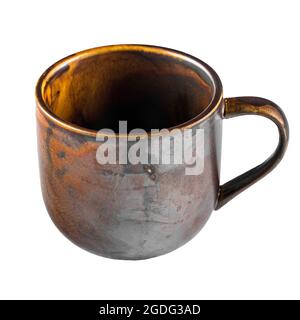 Isolated ceramic trendy cosy tea mug on a white Stock Photo
