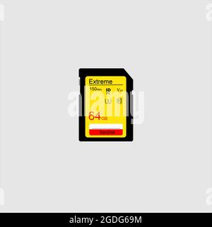 A 64 GB sd card in gold Stock Photo