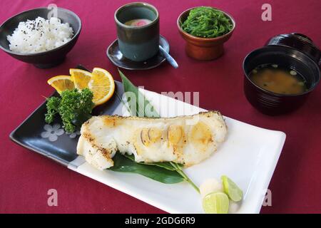 Grill Black cod japanese style Stock Photo