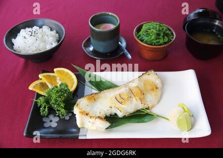 Grill Black cod japanese style Stock Photo