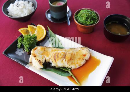 Grill Black cod japanese style Stock Photo