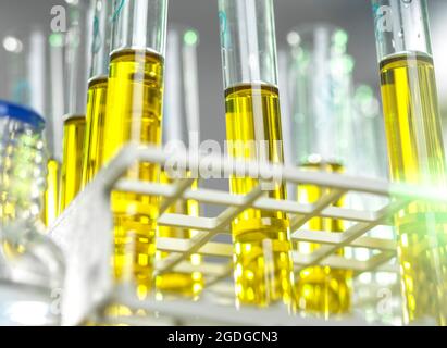 Oil samples being developed for new medicine and chemicals Stock Photo