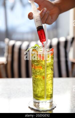 berry cocktail sparking with lime Stock Photo