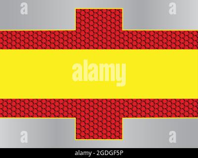 Red 3D hexagons and metal banner abstract background Stock Vector