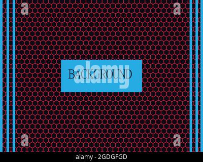 Red hexagon lines and black back background Stock Vector