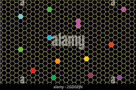 black and yellow hexagons modern background illustration Small colored hexagons Stock Vector