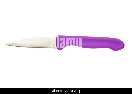 Small universal stainless steel peeling knife, isolated on white with clipping path. Stock Photo