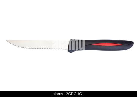 High-quality stainless steel steak knife, isolated on white with clipping path. Stock Photo