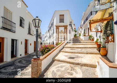 Picturesque town of Frigiliana located in mountainous region of Malaga, Costa del Sol, Andalusia, Spain Stock Photo