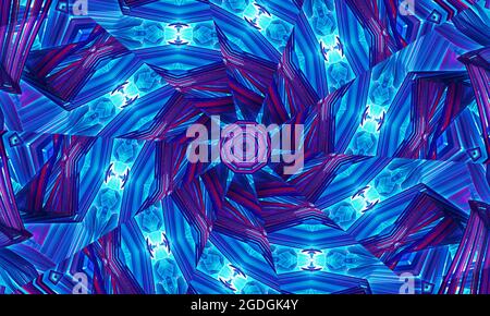 Abstract colorful fantacy purple blue green kaleidoscope pattern background. Stock Photo