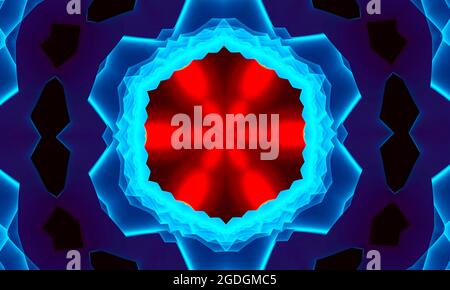 Abstract colorful fantacy purple blue green kaleidoscope pattern background. Stock Photo