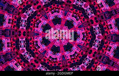 Abstract colorful fantacy purple blue green kaleidoscope pattern background. Stock Photo