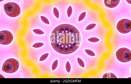 Abstract colorful fantacy purple blue green kaleidoscope pattern background. Stock Photo