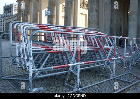 60th anniversary of Berlin Wall construction. The Brandenburg Gate - Berlin, Germany - August 13, 2021. Stock Photo